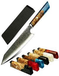 Chef Knife 67 Layers Damascus Steel 8 Inch Japanese Kitchen Knives Sharp Cleaver Slice Gyuto Knife Exquisite Epoxy Resin Solidifie8230643