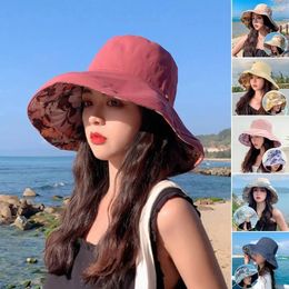 Berets Adjustable Fisherman Hat Fashion Double-sided Printing Anti UV Bucket Big Brim Sun Visor Cap Outdoor Sports