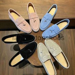 Loro Piano LP Slip Lefu on shoes shoes Women's flat loafer shoes Single shoes British large small shoes Penny shoes Women Shoes YQK3 KCIM