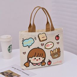 Canvas Bag Women 2024 New Bag Cloth Bag Lunch Box Tote Bag Commuting To Work Small Cloth Bag Bento Bag Small Handbag A6