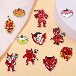 Brooches Halloween Ghost Demon Mask Badge Cartoon Orange Pumpkin Metal Enamel Brooch Creative Trendy Charm Lapel Backpack Jewelry Gift