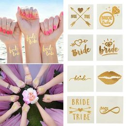 Tattoo Transfer 1Pcs Bridal Team Bridesmaid team temporary tattoo Bachelor Bride Party Sticker Decoration Marriage Bridal To Be Party Supplies 240426