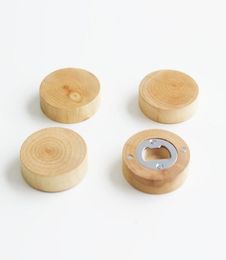 Blank DIY Wooden Round Shape Bottle Opener Coaster Fridge Magnet Decoration Beer Bottle Opener8831680