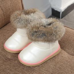 Boots HOBIBEAR Kids Bot Children's Rubber Winter Thicken Plush Snow Bota Child Warm Leather Short Baby Infant For Girls