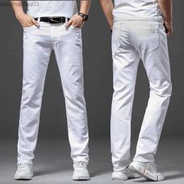 Men's Jeans Spring and summer white soft elastic denim mens jeans fashionable and casual style ultra-thin mens pants mens brand high-end pantsL2404