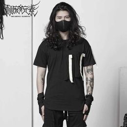 Taktyczne koszulki czarne punkowe krótkie mleved spersonalizowane trendy męskie w pełni dopasowane letnie funkcjonalne taktyczne bawełniane T-shirt 240426