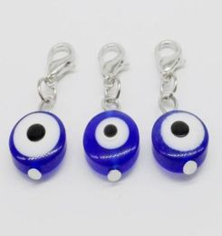 100pcslot Turkish blue Evil Eye Charms lobster Clasp Dangle Charms pendant For Bracelet diy Jewellery Making findings Bead 32x11mm3838845