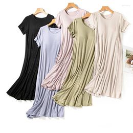 Women's Sleepwear Nightie Modal Short Sleeve Home Wear Nightdress Casual Chest Pad Comfort Summer Nightgown Female Nightwear Dress