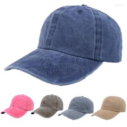 Ball Caps Washed Cotton Baseball Cap Men Women Soft Top Solid Colour Curved Brim Peaked Spring Summer Vintage Sunshade Beach Sun Hat