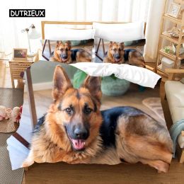 sets Dog Bedding Set German Shepherd Cute Pet Dog Animal Duvet Cover Sets Bed Linen for Adults Children Dog Lover Gift Bedroom Decor