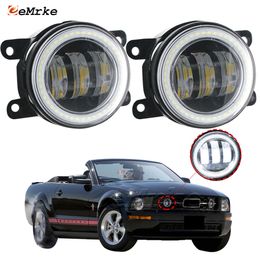 EEMRKE Led Fog Lights Assembly 30W/ 40W for Ford Mustang Pony Package 2006 2007 2008 2009 with Clear Lens + Angel Eyes DRL Daytime Running Lights 12V PTF Car Accessories