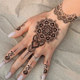 Tattoo Transfer Waterproof Temporary Tattoo Stickers Mandala Lace Hand Finger Wedding White Fake Tatto Flash Tatoo Body Art for Women Bride 240426