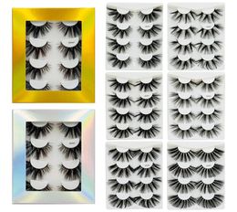 New 4pairs/pack packed 25mm thick mink eyelashes longer eyelash 3D natural strip makeup mink lashes extension 10 styles5698229