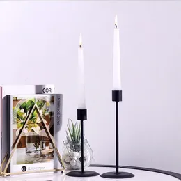 Candle Holders 2 Pieces Set Holder Solid Color Modern Metal Candlestick Desktop Decor For Home Office El