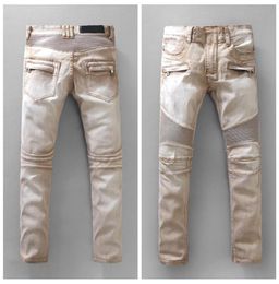 Latest Mens Distressed Ripped Biker Jeans Slim Fit Motorcycle Biker Denim For Men Fashion Hip Hop Designer Jeans Outdoor Pants 947367814