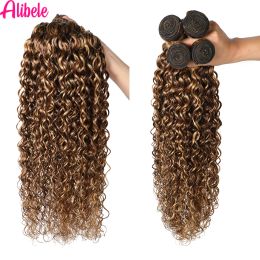 Weaves Weaves Alibele P4/27 Highlight Deep Wave Bundles Ombre Honey Brown Deep Curly Hair Bundles Human Hair Weave Bundles Remy Hair