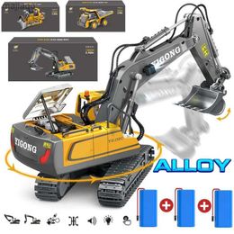 Electric/RC Car 4WD remote-controlled RC car alloy excavator dump truck bulldozer light music radio engineering electric toys childrens giftsL2404