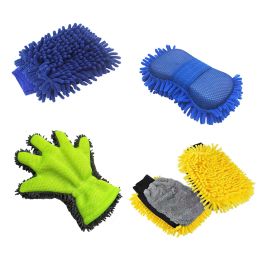 Gloves Chenille Car Wash Gloves Microfiber Wipe Car Sponge Scratch Free Car Wash Cleaning Coral Velvet DoubleSided Car Cleaning Tool