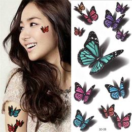 Tattoo Transfer Temporary Tattoos Sticker for Women Body Art Tattoo Sticker 3D Butterfly Rose Flower Feather Tattoo Waterproof Halloween Gift 240427