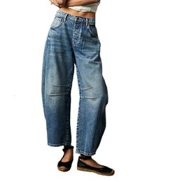 Cropped Jeans for Women y2k Aesthetic Solid Color Low Waist Baggy Denim Trousers 2000s Fashion Boyfriend Tapered Pants 240423