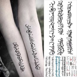 Tattoo Transfer Arabic Letter Waterproof Temporary Tattoo Stickers Black Word Sanskrit Language Text Tatto Arm Chest Body Art Tattoos Women Men 240427