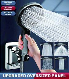 Bathroom Shower Heads 4 Modes Big Panel Power Shower Head Water-Saving ShowerHead with Self-Cleaning Silicone Nozzles Bathroom Innovative Accessories