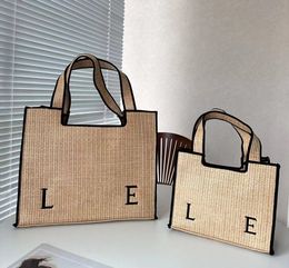 Font Tote Beach Woven Coconut Fibre Womens Handbags Purses Woman Handbag Bags Designer Large Capacity Seaside Vacation Bag