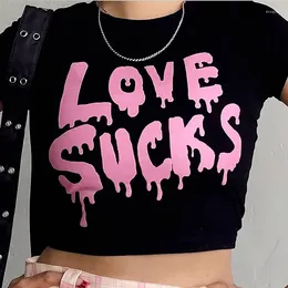 Women's T Shirts Love Print T-shirt Hip-hop Street Y2K Long Johns Funny Illustration Sexy Baby Summer E-Girl Dress