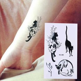 Tattoo Transfer 1 Pcs Fashion Non-toxic Black Cat Totem Tattoo Sticker Arm Waterproof Temporary Tattoos Sexy Tattoos Art 240426