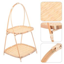 Dinnerware Sets Table Centrepieces Basket Bamboo Snack Stand Breakfast Tray Woven Storage Container