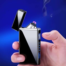 Creative Windproof Dual Arc Electric Lighter USB Charging Cigarette Lighter Power Display Men's Tools Smoking Accessories Gift