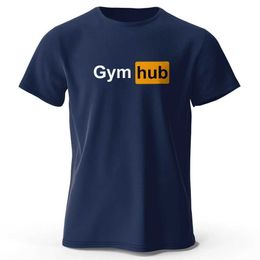 Men's T-Shirts Gym Centre printed mens T-shirt 100% pure cotton oversized funny graphic T-shirt mens summer top J240426