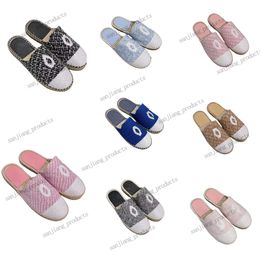 Luxury Casual straw slippers Women Espadrilles Summer Designer ladies flat Beach Half Slippers fashion woman Loafers Fisherman canvas Shoes trample Lazy scuffs