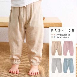 Trousers Childrens Cotton and Linen Trousers Spring/Summer Thin Boys and Girls Linen Pants Baby Backroom Pants WT620L2404