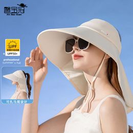 8515 Summer Large Eave UV Protection Sun Hat with Shawl Sun Hat for Women Outdoor Cycling with An Empty Top Sun Hat