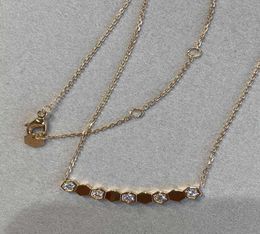 Halskette High Bienenstockende 925 Silber plattiert 18k Roségold weiß mit Diamant -Sechseck -Overlay Wabenschlüsselblattkette 4062155