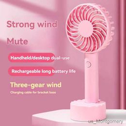 Electric Fans 2024 Simple Handheld Mini Fan USB Portable Stand Student Electric Fan Compact and Portable Long-lasting Fan