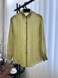 Women's Blouses Loose Shirt Custom Woven Silk Linen Light And Slightly Transparent Showing Natural Texture