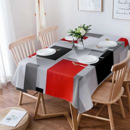 Table Cloth Geometric red black gray solid abstract tablecloth waterproof dining table rectangular circular tablecloth home kitchen decoration 240426