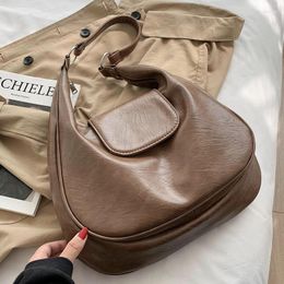 Shoulder Bags 2024 Retro Designer Fashion Bag PU Leather Vintage Handbag For Women Ladies Simple Hand