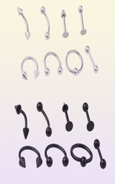 8pcsset Stainless Steel Barbell Helix Lobe Tongue Belly Nose Rings Ball Punk Helix Rook Tragus Septum Lip Eyebrow Body Piercing3522431
