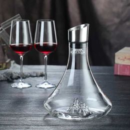 Bar Tools High quality mountain viewing bottle opener high borosilicate glass wine bottle dispenser snow mountain shaped 1800ml red wine bottle 240426