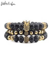 Charm Bracelets 3pcsSet Luxury Natural Stone Beads Crown CZ Ball Braided Braiding Men Bangles For Jewelry9364742