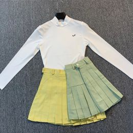 Shirts Autumn New Golf Dress Women's Long Sleeve Elastic Sports Slim Top Comfortable Fashion Casual High Quality Anti Slip Skirt Set