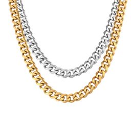 Strängar Punk Curb Cuban Chain Halsband Mens Gold Rostfritt stål 7mm Långt halsband Mens Hip Hop Jewelry Gift 240424