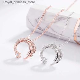 Pendant Necklaces Moon Star Silver Meteor Garden Slide Meteor Mini Set Necklace Womens Fashion Jewelry Birthday Gift SNE295 Q240426