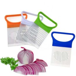 Multifunctional Stainless Steel Onion Needle Fork Pine Meat Needle Vegetable Fruit Slicer Tomato Cutter Cutting Holder Kitchen Accessorie Tool 2024426