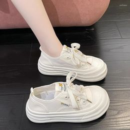 Casual Shoes Breathable Canvas Ugly Cute Little White 2024 Thick Sole Comfortable Single Elevated Sports
