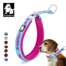 Collars Truelove Neoprene Dog Choker Collar Nylon Soft Embroider Dog Slip Collar Training Reflective Adjustable Pitbull Collier Chien