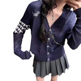 Summer Knitted Cardigan Womens Versione coreana Silk Ice Short Short Long Plaid Slim-Fitting Shortwear Top